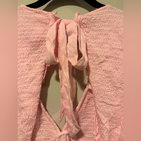 Free People NWT Charlotte Sugar Spoonful Pink Open Back Blouse Crop Top - Size S - Picture 10 of 11